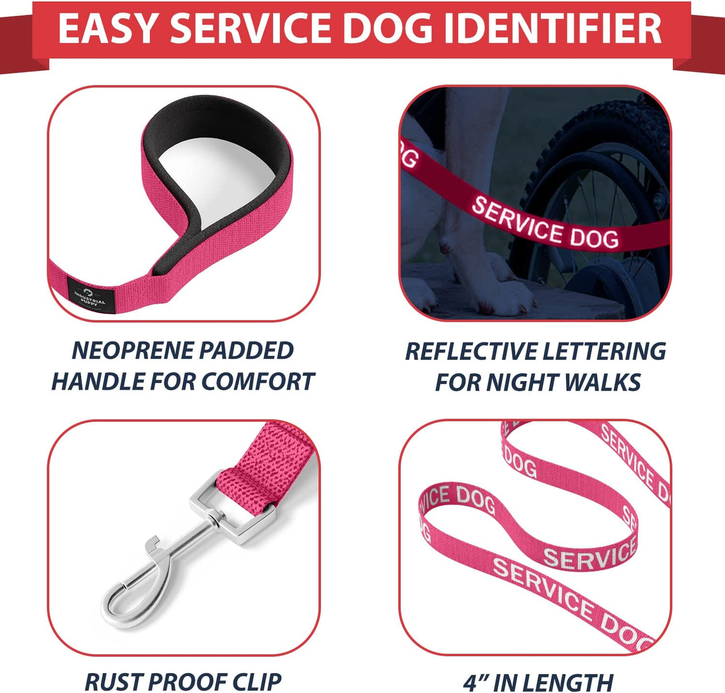 Service Dog Vest with Hook and Loop Straps & Matching Leash Set - Harnesses from XXS to XXL - Service Dog Harness Features Reflective Patch and Comfortable Mesh Design (Pink, XXS)