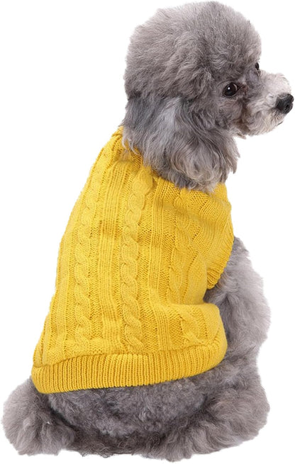 Small Dog Sweaters Knitted Pet Cat Warm Dog Sweatshirt Winter Clothes Kitten Puppy Sweater (X-Small,Yellow)