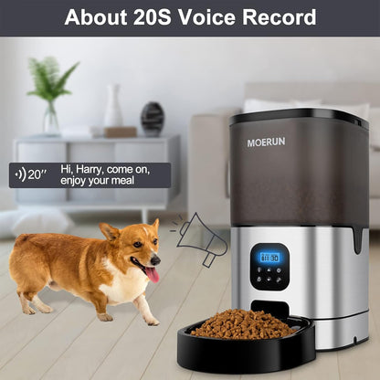 Automatic Dog Feeder 9L Automatic Cat Feeders Food Dispenser Automatic Timed Pet Feeder Dual Powered Mode Programmable Portion Control 20S Voice Recorder for Cats and Dogs