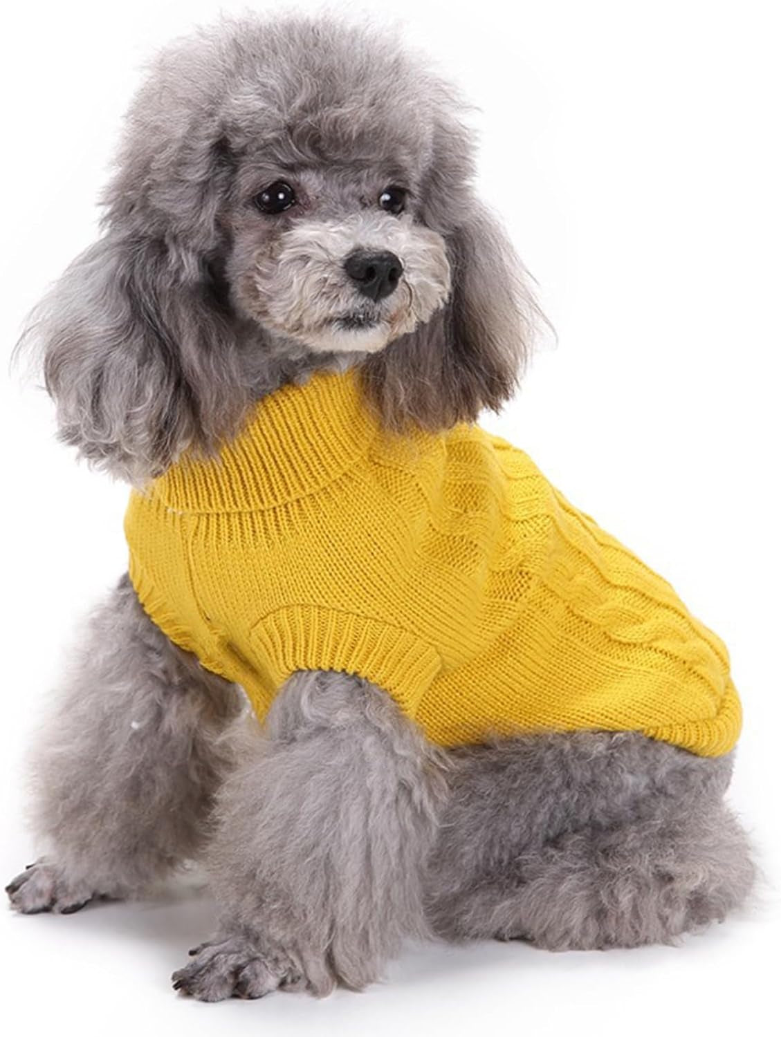 Small Dog Sweaters Knitted Pet Cat Warm Dog Sweatshirt Winter Clothes Kitten Puppy Sweater (X-Small,Yellow)